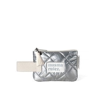 마스마룰즈 Mini strap pouch_stitched ribbon quilt Silver