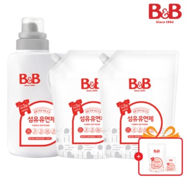 비앤비 섬유유연제 베르가못향 1500ml 용기형 1입 + 1500ml 리필형 2입 + 증정품_J841