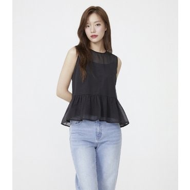 플라스틱아일랜드 [SET]뷔스티에 탑+페플럼 민소매 블라우스 (PR2WB702)