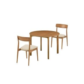 [희망일배송] MK2 우드 원형테이블 2인세트 100cm 브라운_체어 2EA