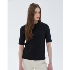 [24SS] 블랙 골지 반하이넥 5부소매 티셔츠 HSTS4B224BK