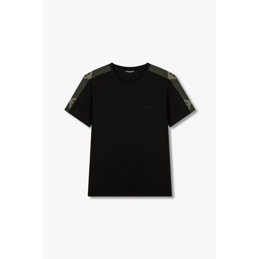 EMPORIO ARMANI 남성 스트라이프 패치 라운지 티셔츠(0815114002)