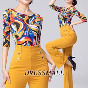 무지개탑 라인 댄스복 무용 밸리 줌바 휘트니스 방송 댄스 상의탑