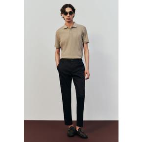 크롭트 팬츠 슬림핏 블랙 1275594001