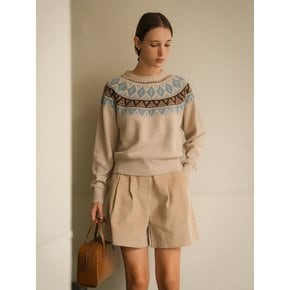 Nordic jacquard wool knit_Beige