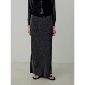 Classic Rib Knit Banding Long Skirt - Charcoal
