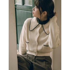 KN4238 Merino wool collar cardigan_Cream