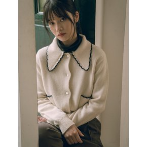 KN4238 Merino wool collar cardigan_Cream