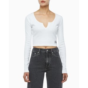 Calvin Klein Jeans 여성 스플리트 카라 립 롱 슬리브(J222025)