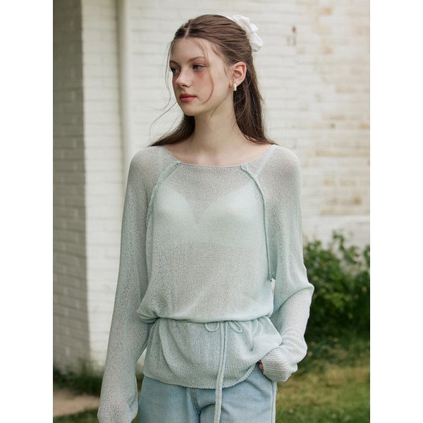 Loose fit long sleeve summer knit - mint