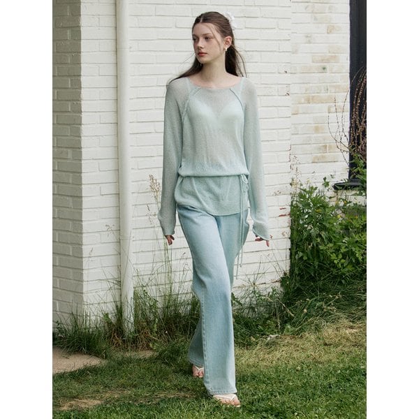 Loose fit long sleeve summer knit - mint