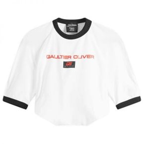 우먼 진 청바지 Paul Gaultier 져지 트위스트 링거 티셔츠 - 화이트 24-27-F-TS070I-J062-01