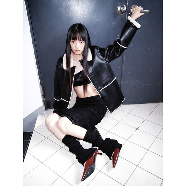 Signature Shearling Faux Leather Midi Jacket  Black (KE5X3VM035)