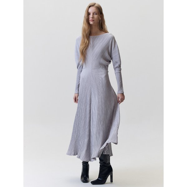 [1차 리오더][아뜰리에] 롱 슬리브 뮤트 플리티드 드레스_그레이