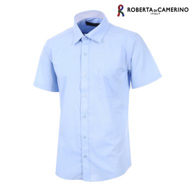 일반핏 블루 무지 레이온 반소매 셔츠 RR2-303-2