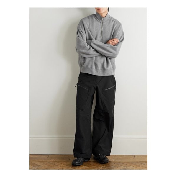 NSE 스트레이트 로고 자수 코튼 혼방 립스탑 팬츠 블랙 46376663162925026