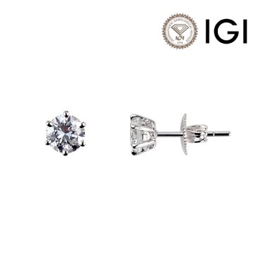 레쿠 IGI 1.05ct E VVS2 랩다이아몬드 1캐럿 6프롱 이어링