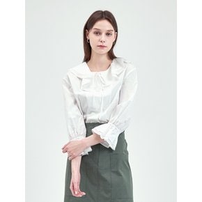 RUFFLE COLLAR COTTON BLOUSE-WHITE