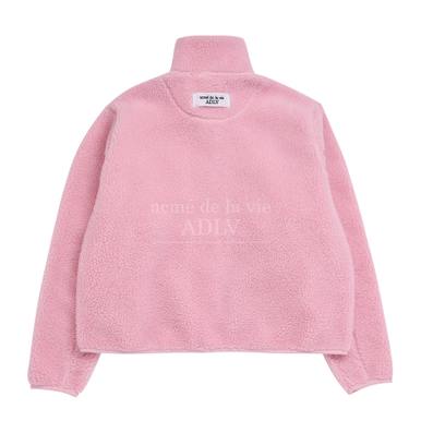 A LOGO EMBLEM BOUCLE FLEECE JACKET PINK-A로고플리스 자켓