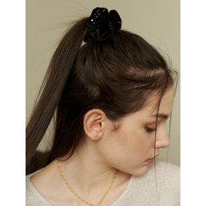 mini black cubic velvet scrunch