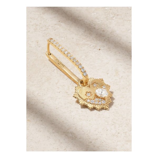 파운드레 하트 러브 토큰 미니 메달리온 라지 파베 팝 싱글 이어링 46376663162859025