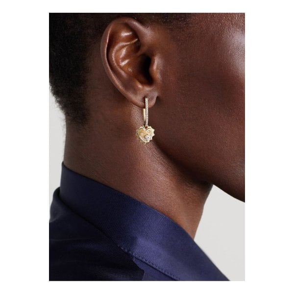 파운드레 하트 러브 토큰 미니 메달리온 라지 파베 팝 싱글 이어링 46376663162859025