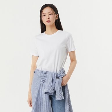 [BEIGE]실켓터치 자수포인트 티셔츠 (PR7CH363)