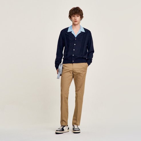 산드로옴므 [SANDRO HOMME] 실크 블렌드 브이넥 가디건 SH25M5MRG0239