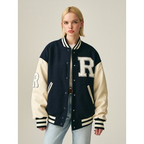 (UNISEX)60105 WOOL VARSITY PADDED JACKET_NAVY