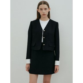 CUFFS TWEED JACKET- Black