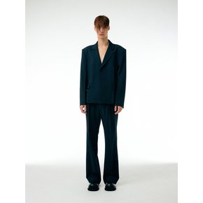 Wool blend tailored blazer (Navy)