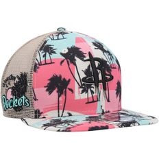 [해외] 907971 뉴에라 모자 NBA 휴스턴 로키츠 Palm Trees 9FIFTY Trucker Hat Cream