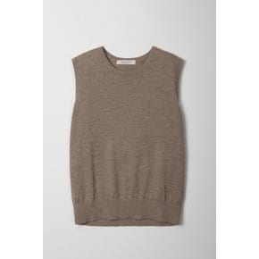 cashmere 100%  superfine sleeveless knit top - Brown