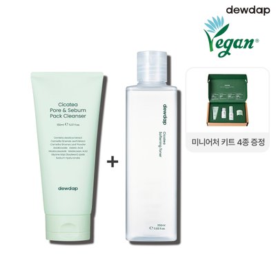 [모공결케어세트]듀댑 시카티 모공 피지 팩 클렌저 150ml+결 토너 350ml