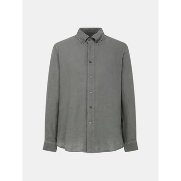 코넬리아니 올리브 그린 솔리드 버튼 다운 플랙스 가먼트 워시드 꾸뛰르핏 셔츠 MOD P124 CU4CSCS04OV