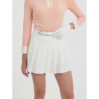 이파르카 Embrioder Pleats Skirt (White)