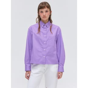 Button Down Semi Crop Shirt - Violet