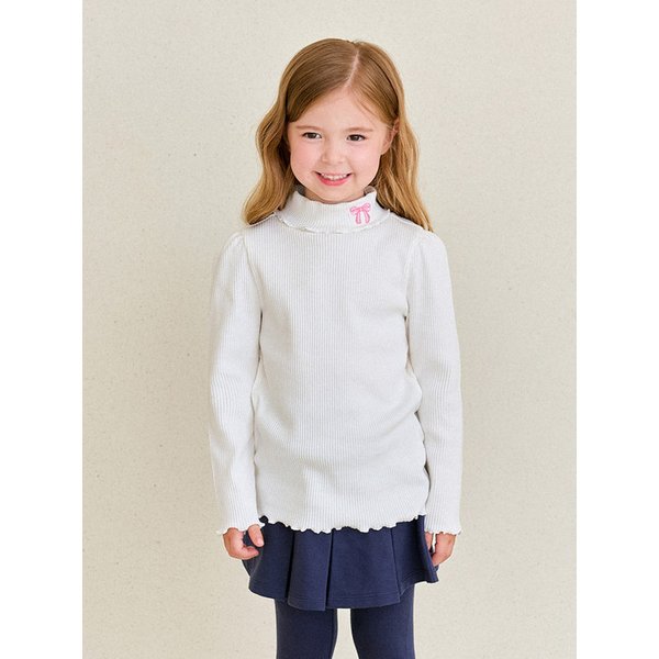 리본자수골지티셔츠