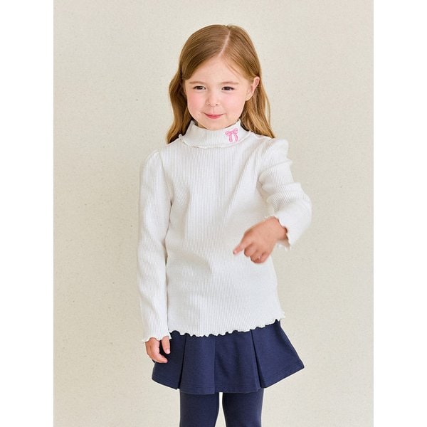 리본자수골지티셔츠