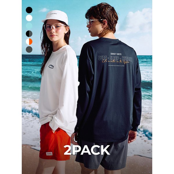 [2PACK] 드라이쿨링 오버핏 여성 남자 긴팔 빅사이즈 래쉬가드 (6컬러)