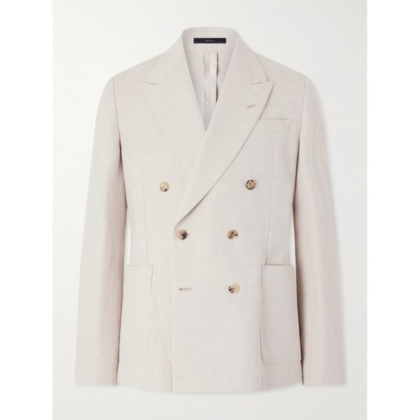더블브레스트 리넨 코튼 블렌드 블레이저 46376663163069676