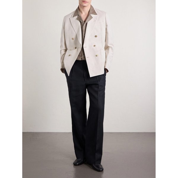 더블브레스트 리넨 코튼 블렌드 블레이저 46376663163069676