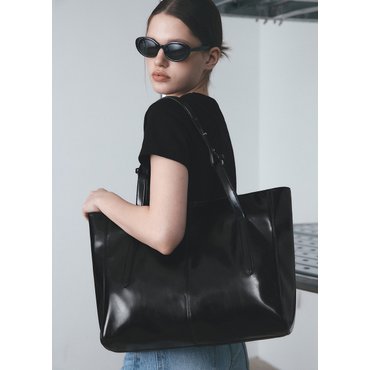 레더리 글로시 투웨이 쇼퍼백 [BLACK]