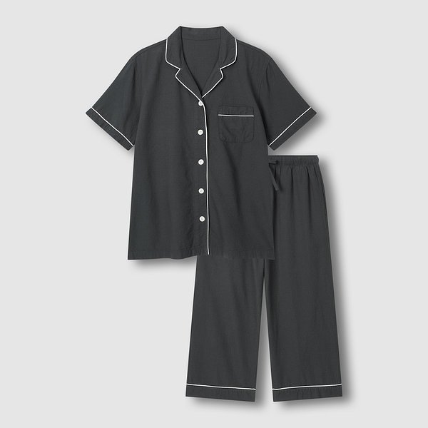 여 코튼 레이온 시어서커 7부 파자마 세트 J216201043085