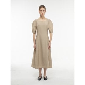 ATTI SQUARE NECK DRESS (BEIGE)