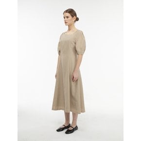 ATTI SQUARE NECK DRESS (BEIGE)