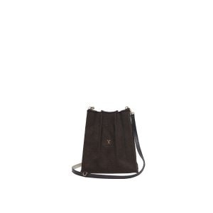 조셉앤스테이시 Lucky Pleats Canvas Cross Mini Dark Brown