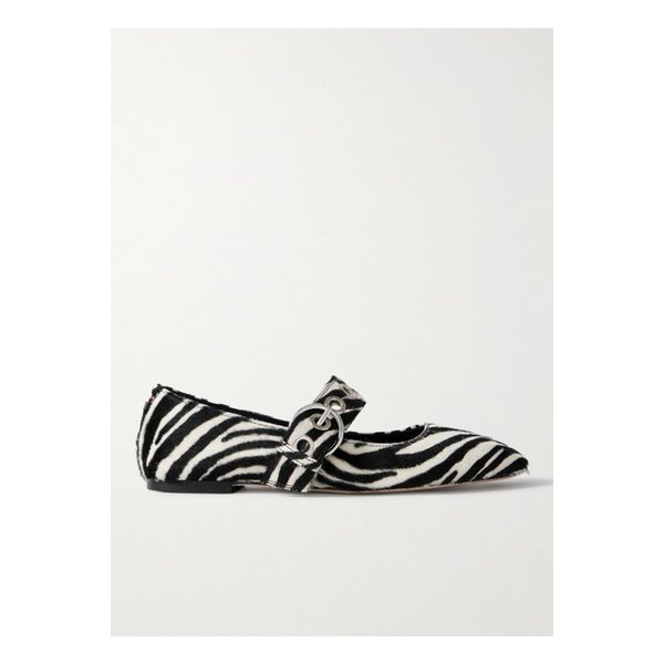 에이디 우마 장식 지브라 프린트 포니 헤어 메리 제인 발레리나 플랫 1647597358230981