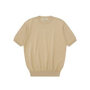 Essential Short Sleeve Round Knit (Beige)