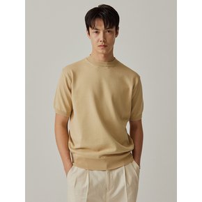 Essential Short Sleeve Round Knit (Beige)